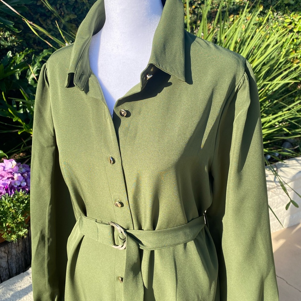 Elegant Green Belted Dress